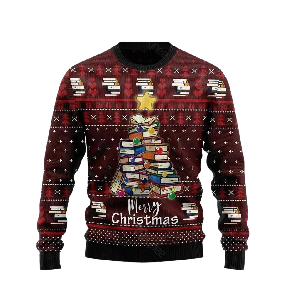 Book Pine Ugly Christmas Sweater For Men & Women Christmas Gift Sweater US3629 - WeCustomit