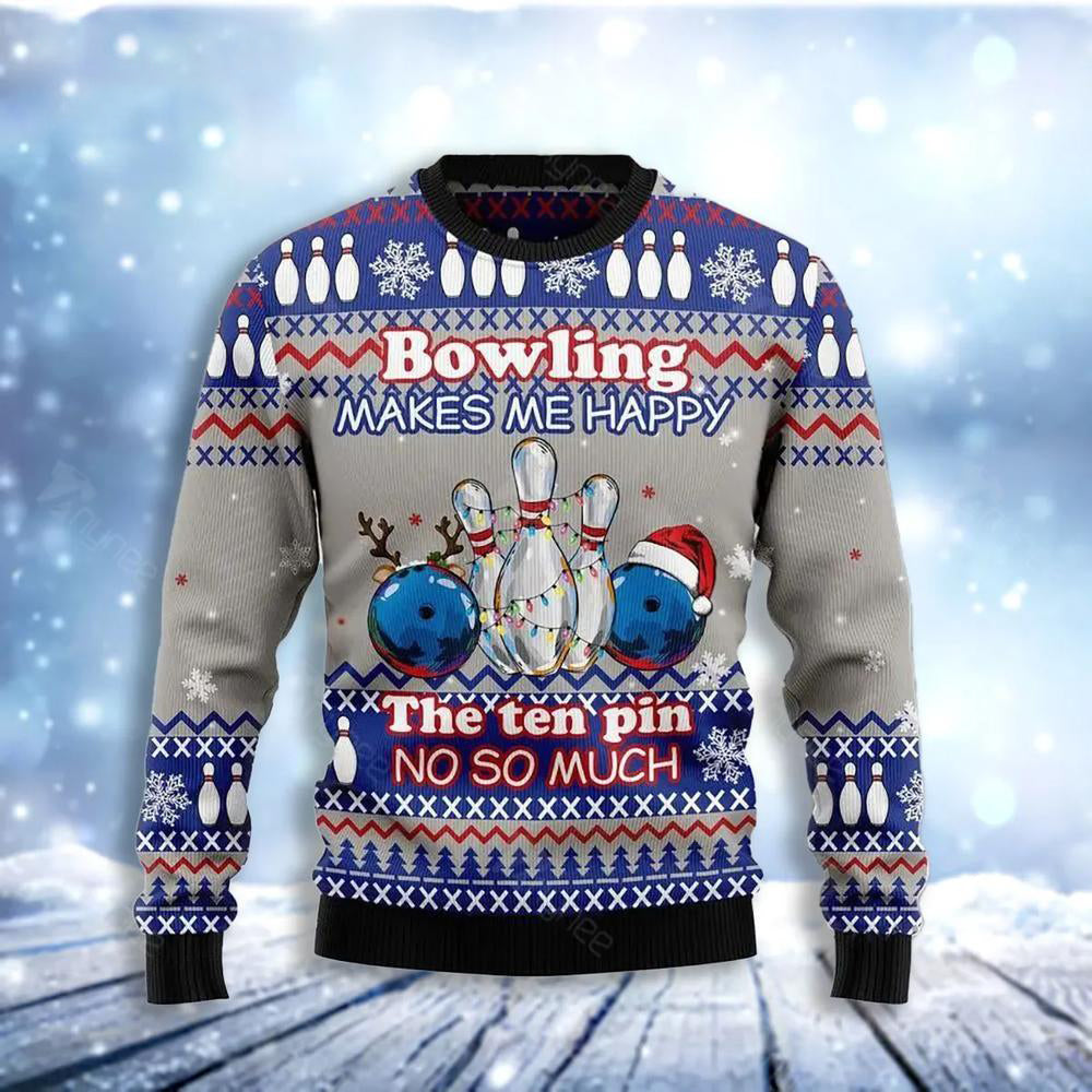 Bowling Merry Christmas Ugly Christmas Sweater For Men & Women Christmas Gift Sweater US3635 - WeCustomit