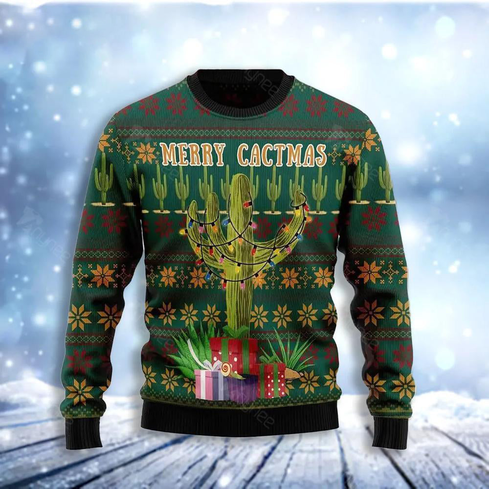 Cactus Christmas Tree Ugly Christmas Sweater For Men & Women Christmas Gift Sweater US3653 - WeCustomit