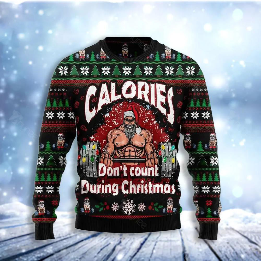Calories Dont Count During Christmas Ugly Christmas Sweater For Men & Women Christmas Gift Sweater US3659 - WeCustomit