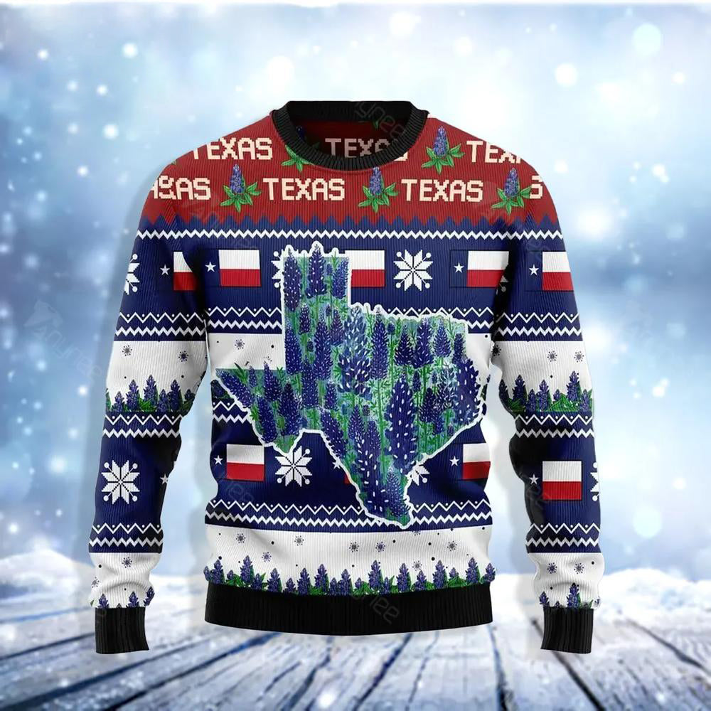 Awesome Texas Bluebonnet Ugly Christmas Sweater For Men & Women Christmas Gift Sweater US3694 - WeCustomit