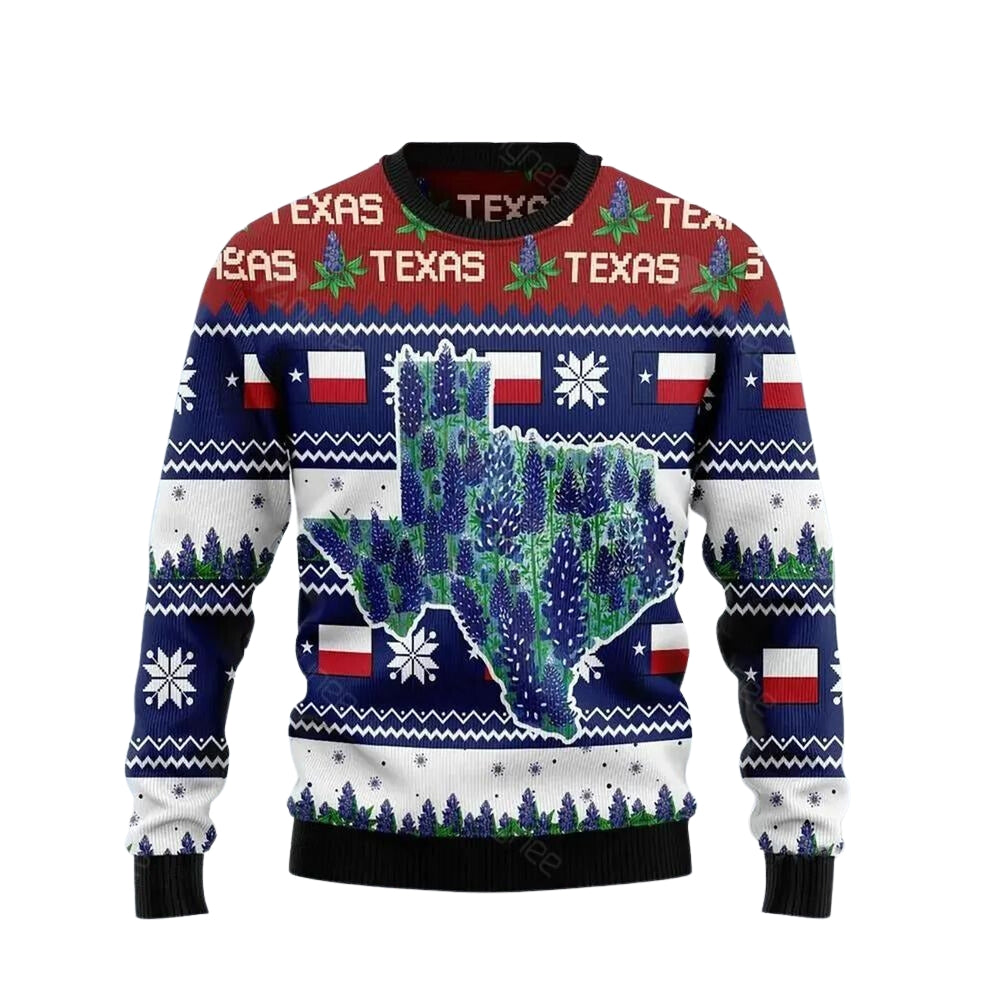 Awesome Texas Bluebonnet Ugly Christmas Sweater For Men & Women Christmas Gift Sweater US3694 - WeCustomit