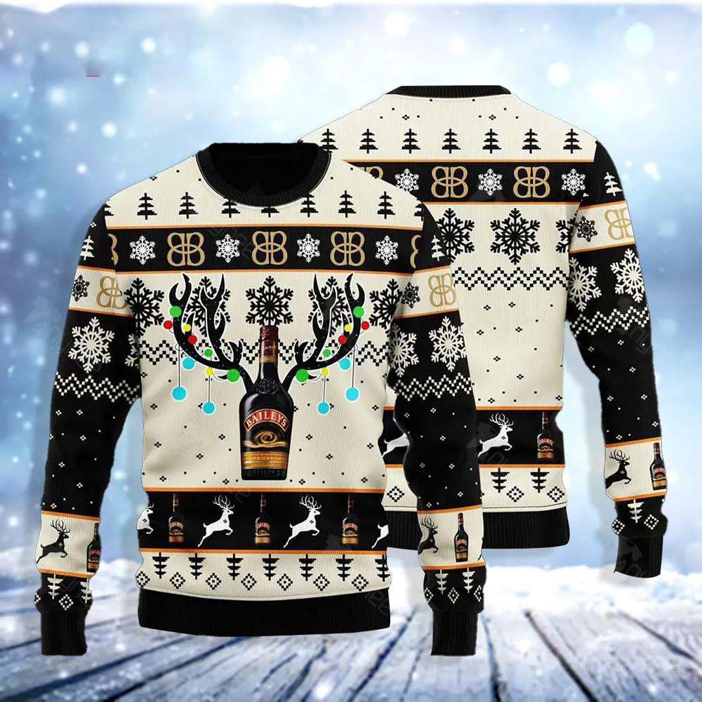 Wine Reindeer Ugly Christmas Sweater For Men & Women Christmas Gift Sweater US3696 - WeCustomit