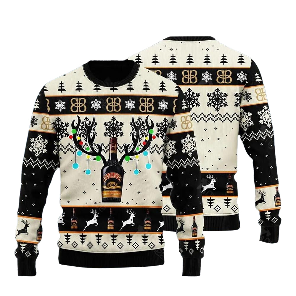 Wine Reindeer Ugly Christmas Sweater For Men & Women Christmas Gift Sweater US3696 - WeCustomit