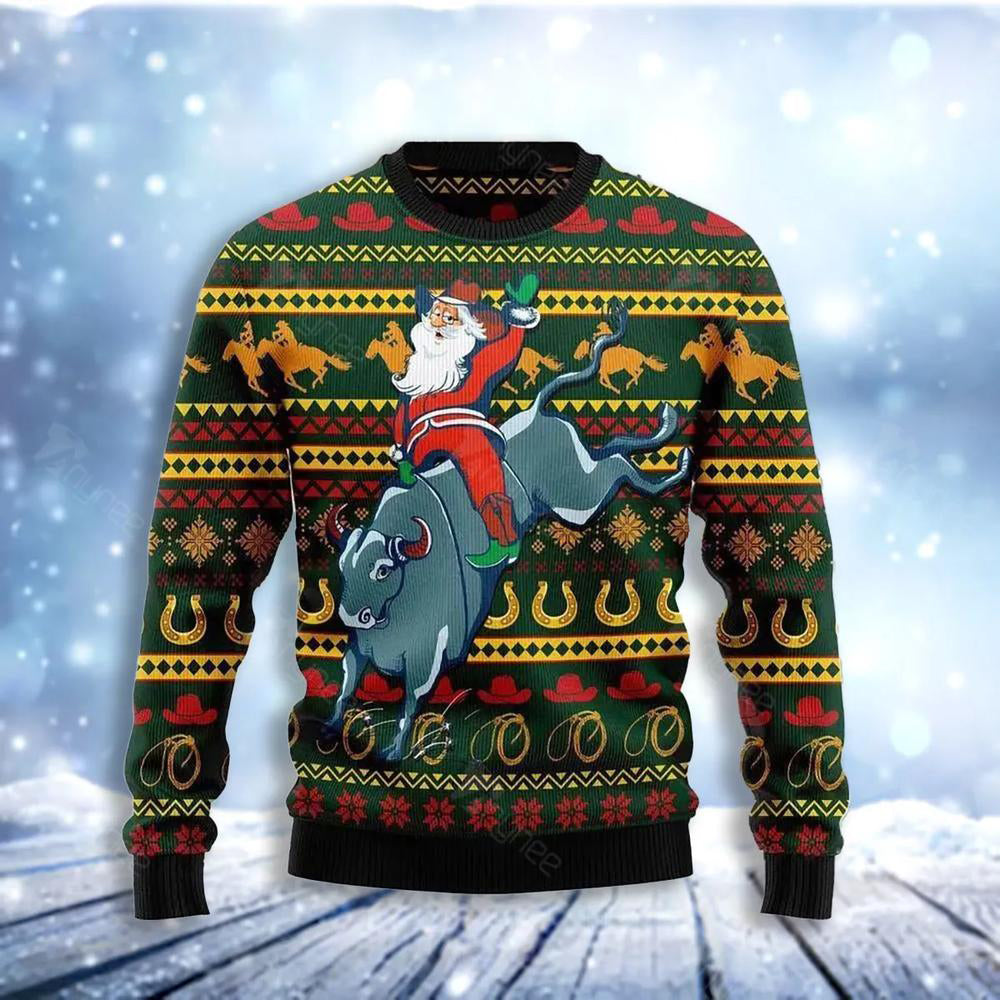 Amazing Cowboy Santa Claus Ugly Christmas Sweater For Men & Women Christmas Gift Sweater US3703 - WeCustomit
