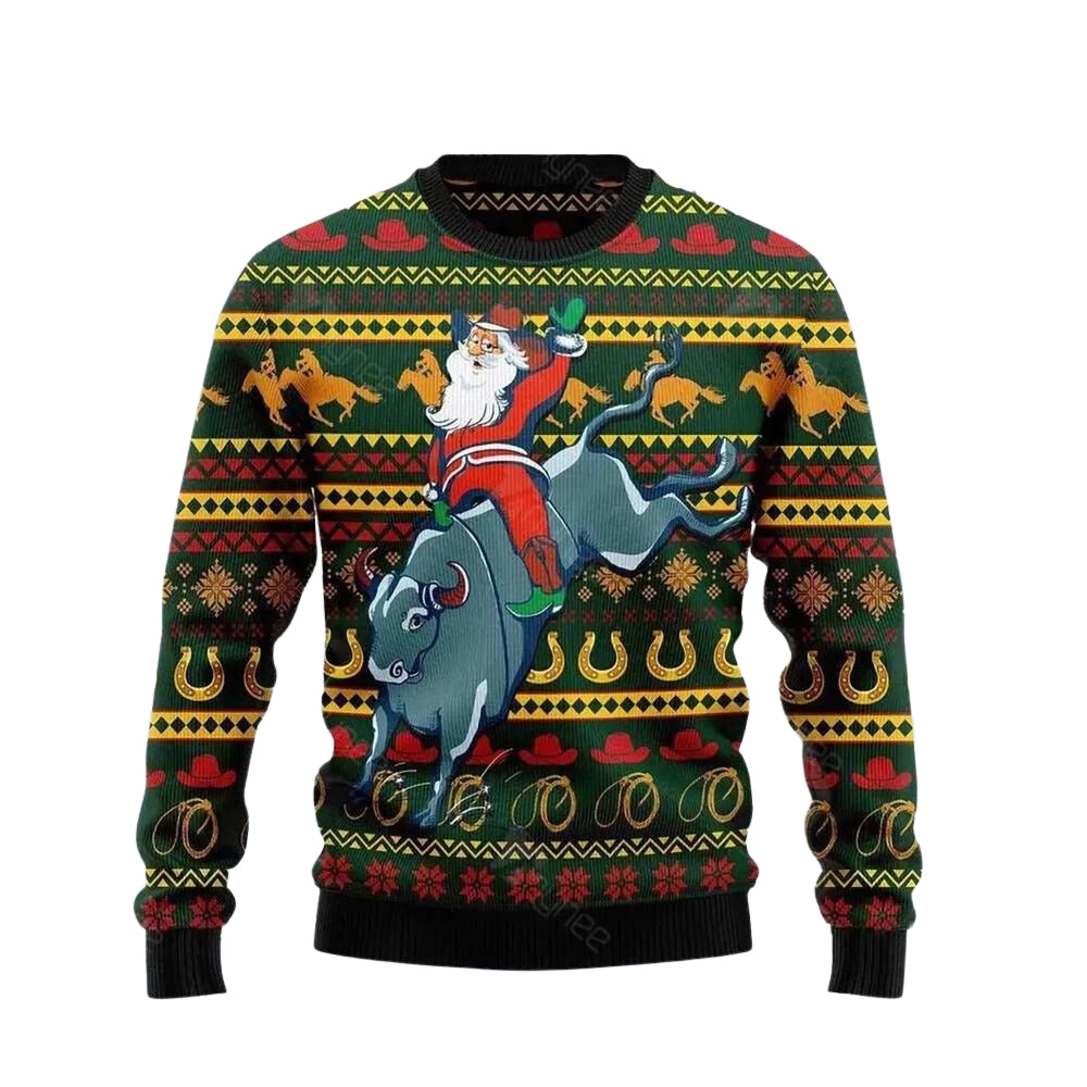 Amazing Cowboy Santa Claus Ugly Christmas Sweater For Men & Women Christmas Gift Sweater US3703 - WeCustomit