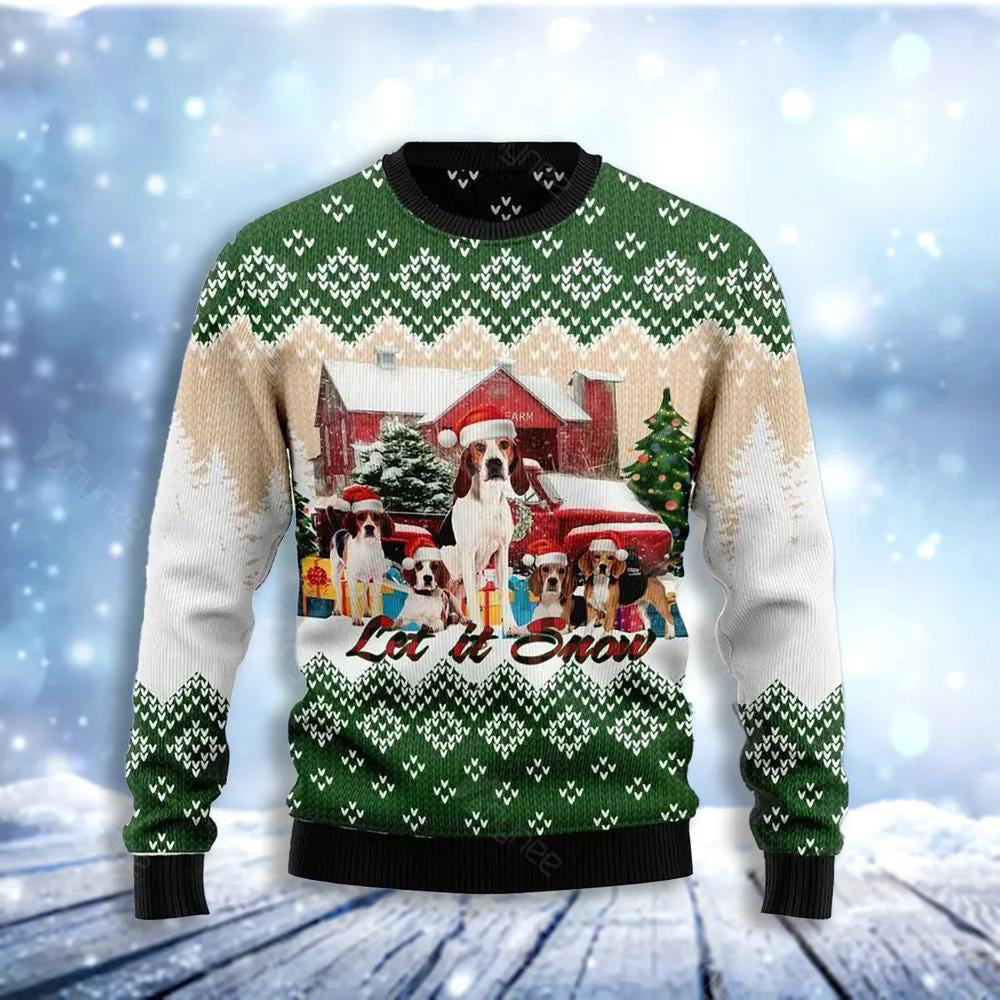American Foxhound Let It Snow Ugly Christmas Sweater For Men & Women Christmas Gift Sweater US3706 - WeCustomit