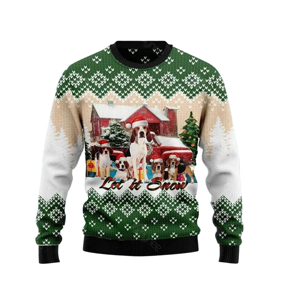 American Foxhound Let It Snow Ugly Christmas Sweater For Men & Women Christmas Gift Sweater US3706 - WeCustomit