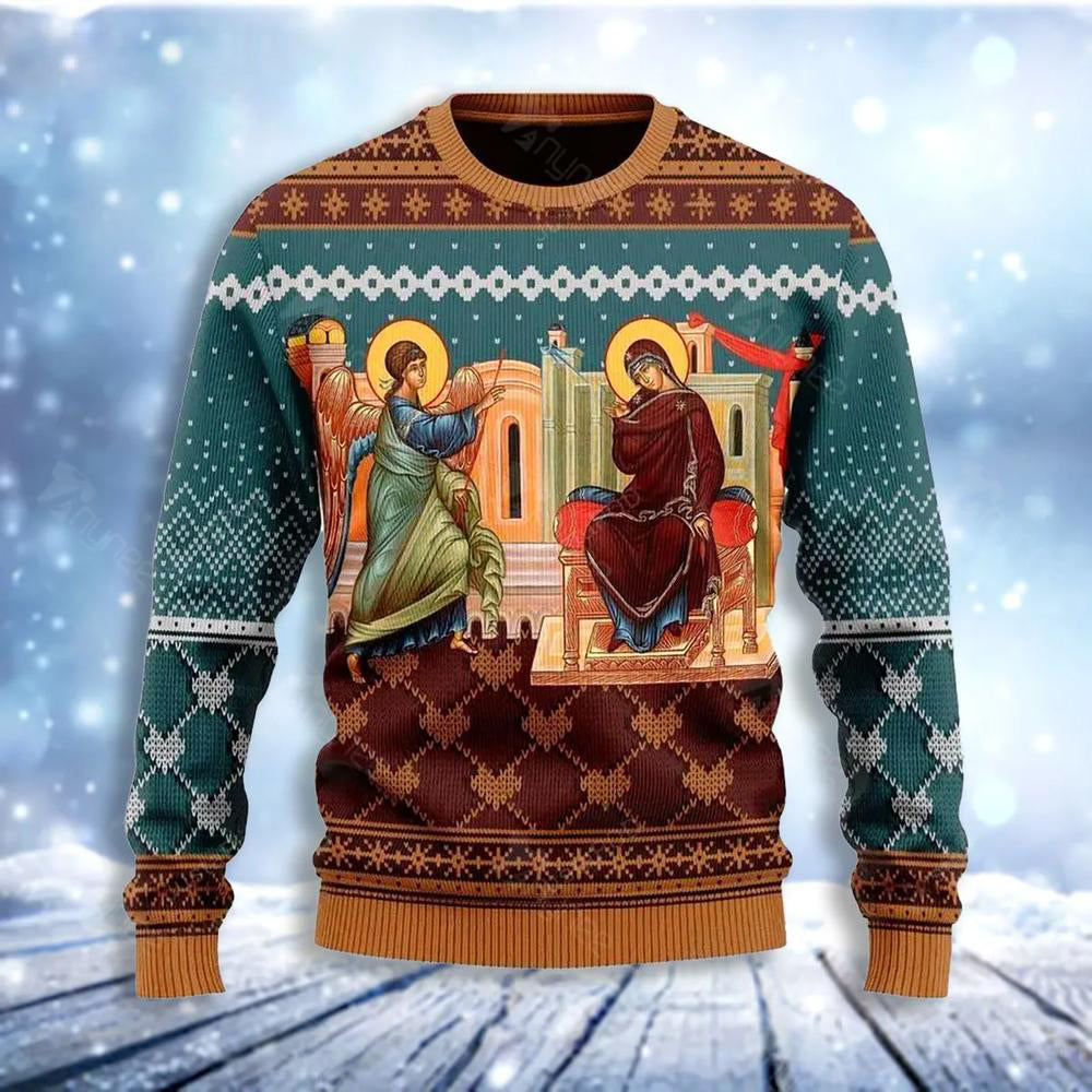 Annunciation Of The Mother Of God Ugly Christmas Sweater For Men & Women Christmas Gift Sweater US3707 - WeCustomit