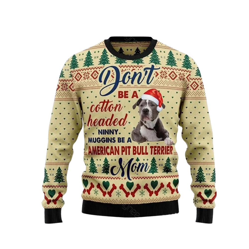 American Pit Bull Terrier Mom Ugly Christmas Sweater For Men & Women Christmas Gift Sweater US3709 - WeCustomit