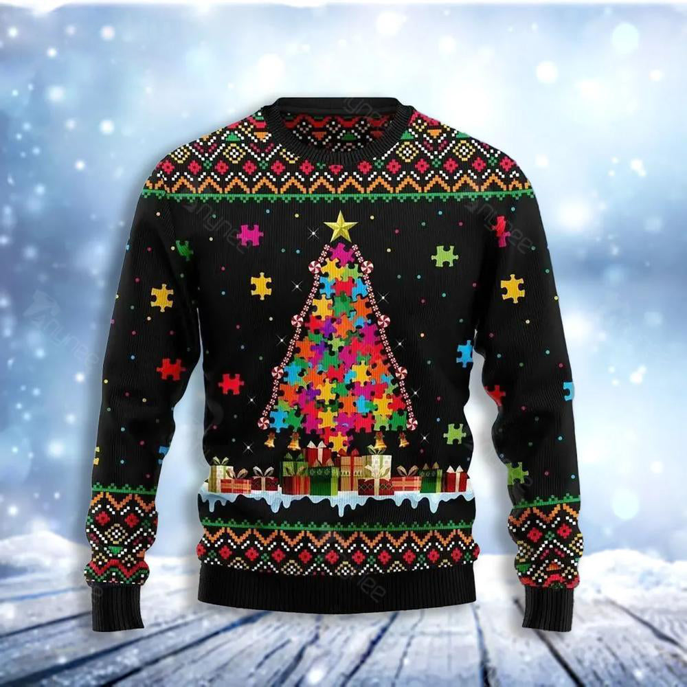 Autism Pine Christmas Ugly Christmas Sweater For Men & Women Christmas Gift Sweater US3717 - WeCustomit