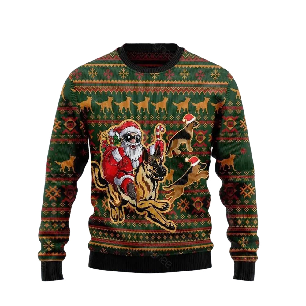 Awesome German Shepherd Santa Claus Ugly Christmas Sweater For Men & Women Christmas Gift Sweater US3722 - WeCustomit