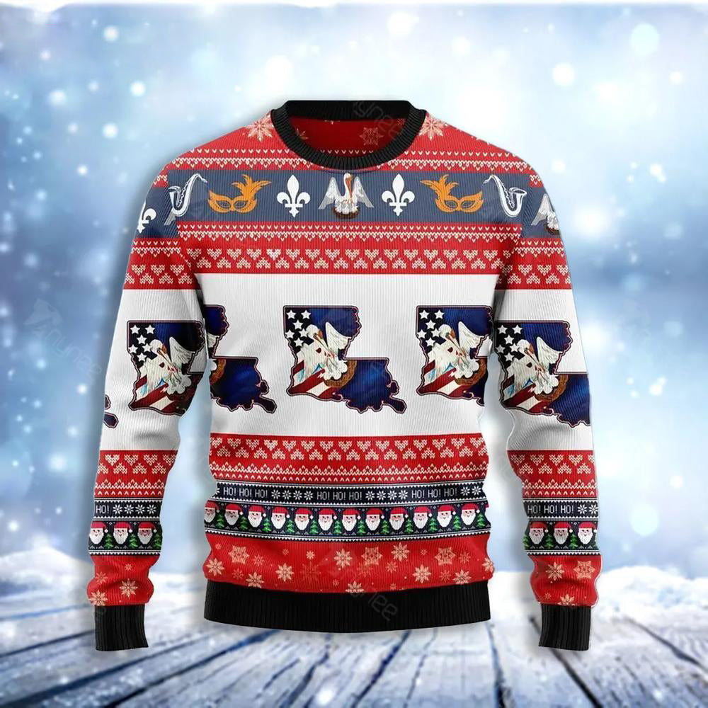 Awesome Louisiana Ugly Christmas Sweater For Men & Women Christmas Gift Sweater US3724 - WeCustomit