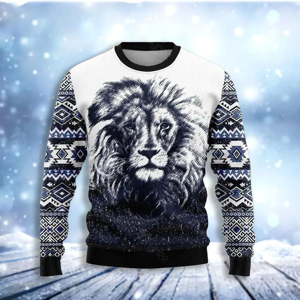 Awesome Lion Ugly Christmas Sweater For Men & Women Christmas Gift Sweater US3725 - WeCustomit