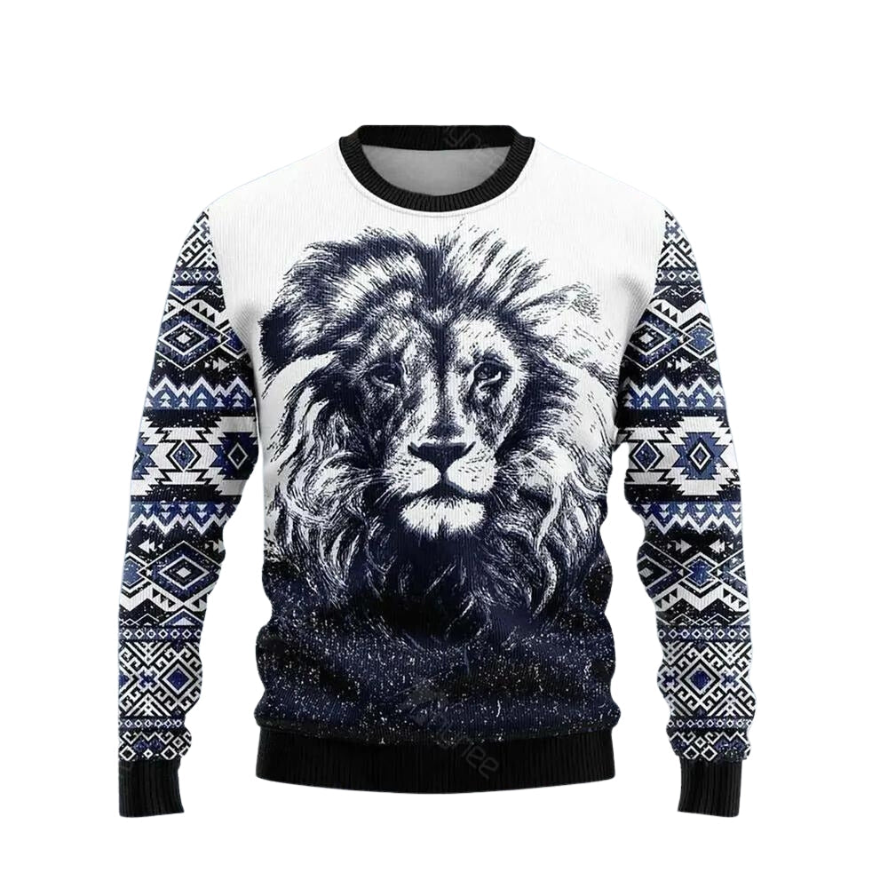 Awesome Lion Ugly Christmas Sweater For Men & Women Christmas Gift Sweater US3725 - WeCustomit