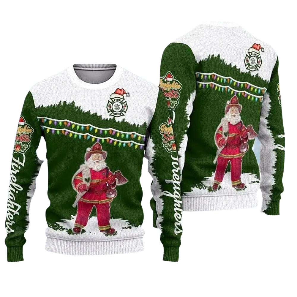 Awesome Santa Firefighter Ugly Christmas Sweater For Men & Women Christmas Gift Sweater US3727 - WeCustomit