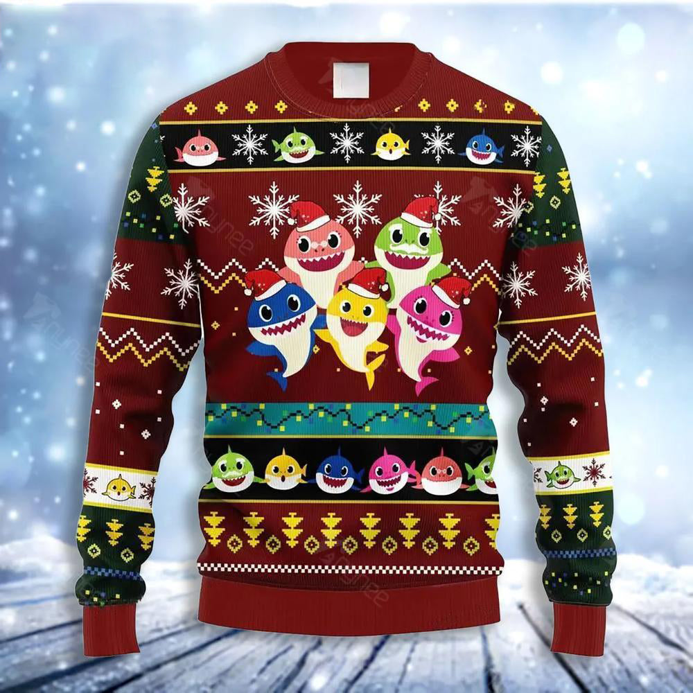 Christmas Cute Sharks Ugly Christmas Sweater For Men & Women Christmas Gift Sweater US3732 - WeCustomit