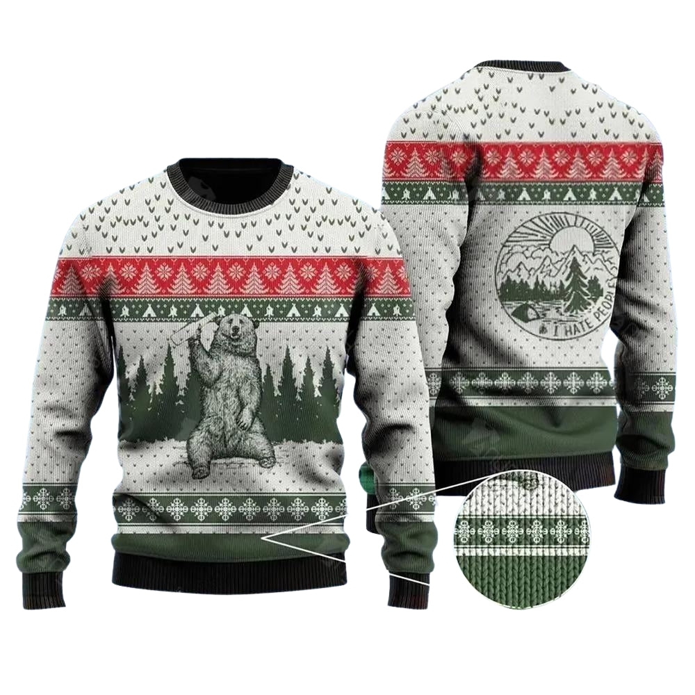Bear I Hate People Ugly Christmas Sweater For Me & Women Christmas Gift Thanksgiving Sweater US3749 - WeCustomit