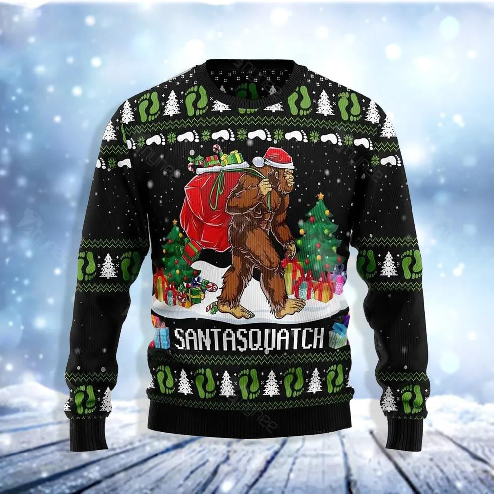 Bigfoot Santasquatch Ugly Christmas Sweater For Me & Women Christmas Gift Thanksgiving Sweater US4083 - WeCustomit