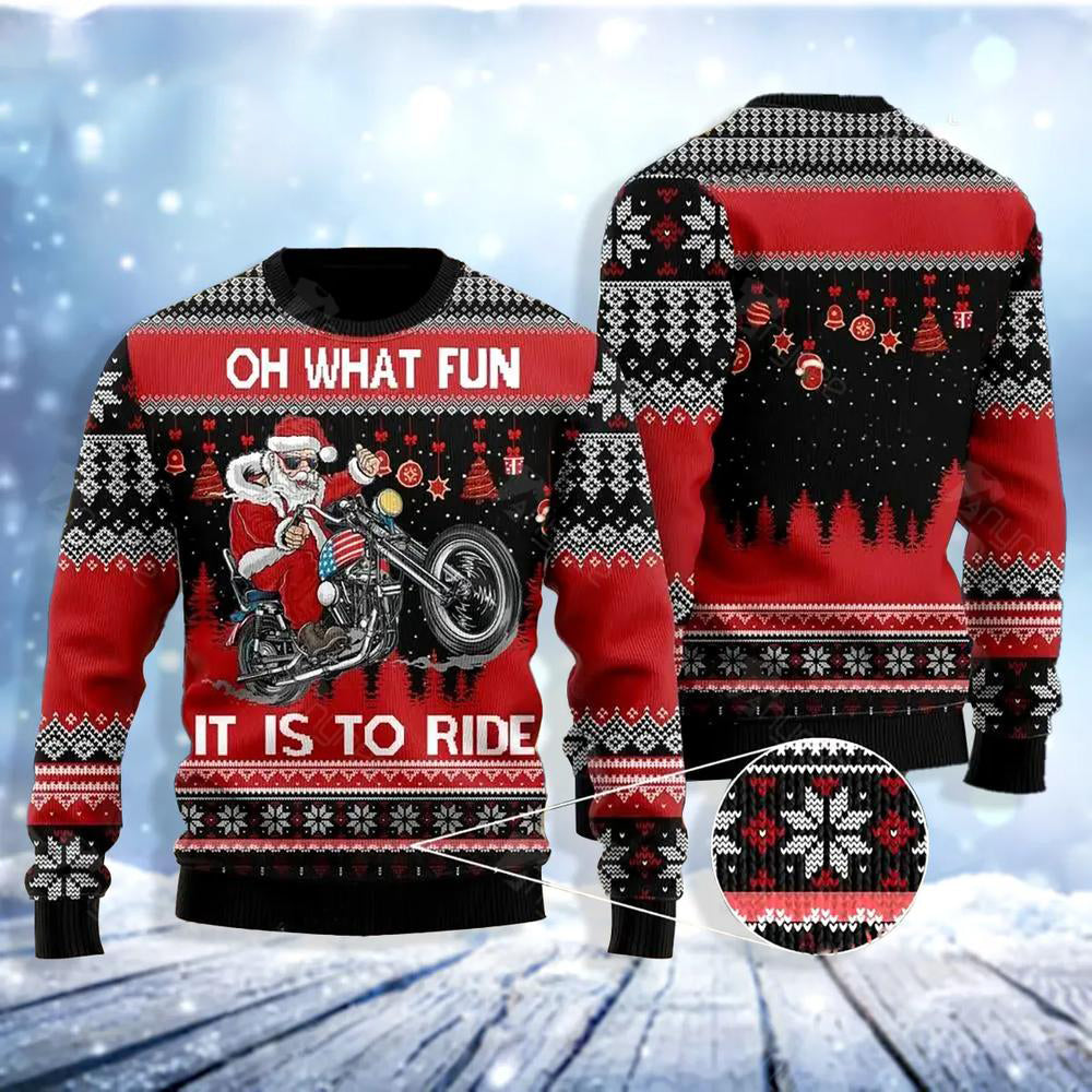 Biker Motorcycle Lover Xmas Ugly Christmas Sweater For Me & Women Christmas Gift Thanksgiving Sweater US4087 - WeCustomit