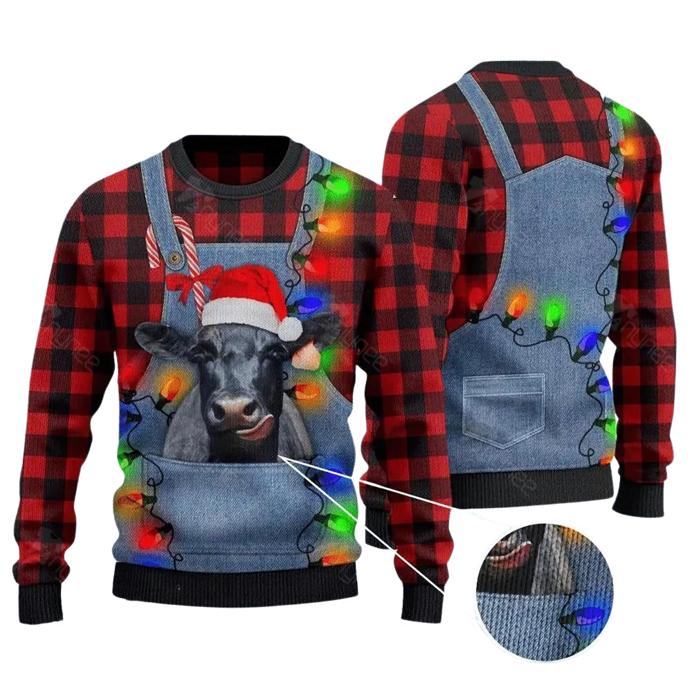 Black Angus Cattle Lovers Ugly Christmas Sweater For Me & Women Christmas Gift Thanksgiving Sweater US4089 - WeCustomit