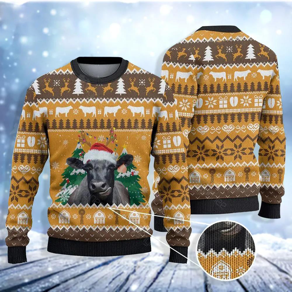 Black Angus Cattle Lovers Ugly Christmas Sweater For Me & Women Christmas Gift Thanksgiving Sweater US4090 - WeCustomit
