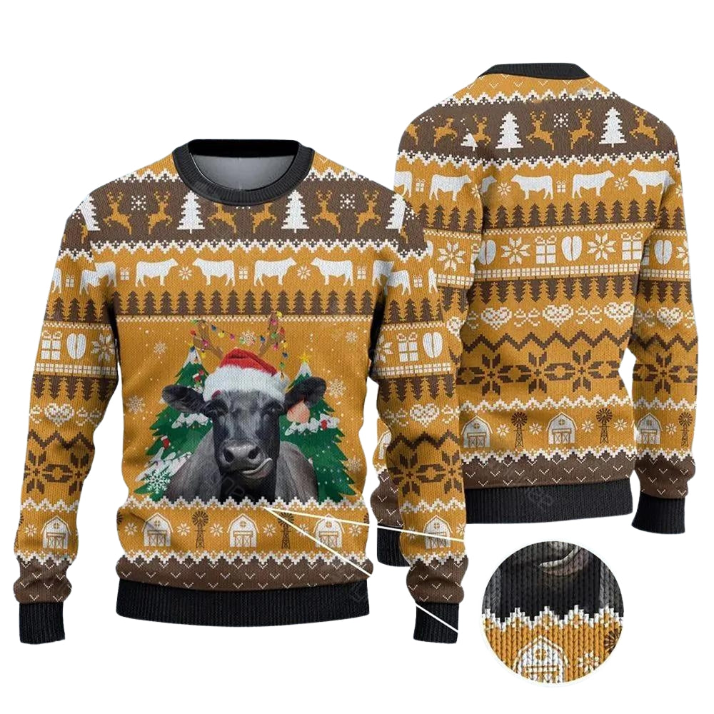 Black Angus Cattle Lovers Ugly Christmas Sweater For Me & Women Christmas Gift Thanksgiving Sweater US4090 - WeCustomit
