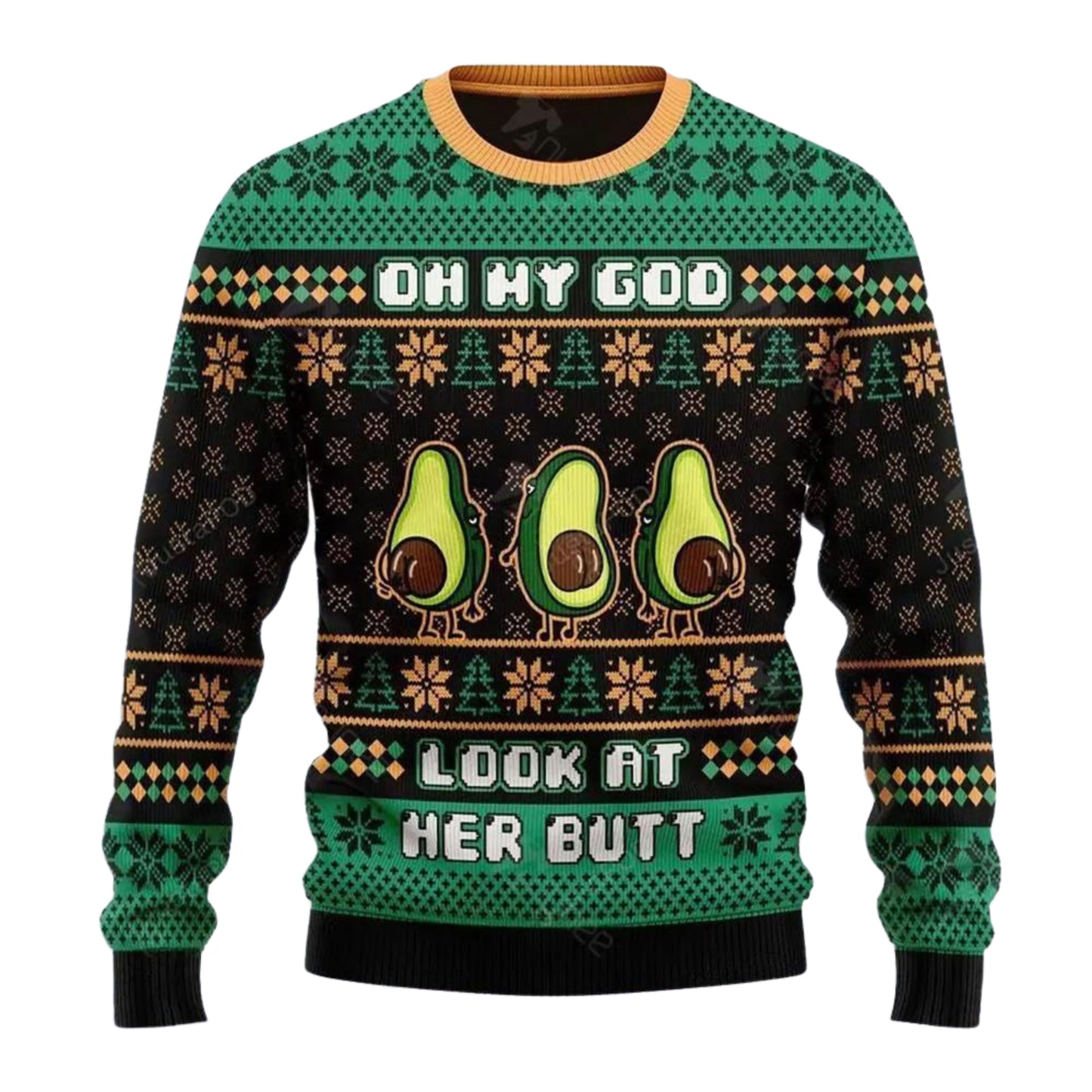 Avocado Oh My God Look At Her Butt Ugly Christmas Sweater For Men & Women Christmas Gift Sweater US4099 - WeCustomit