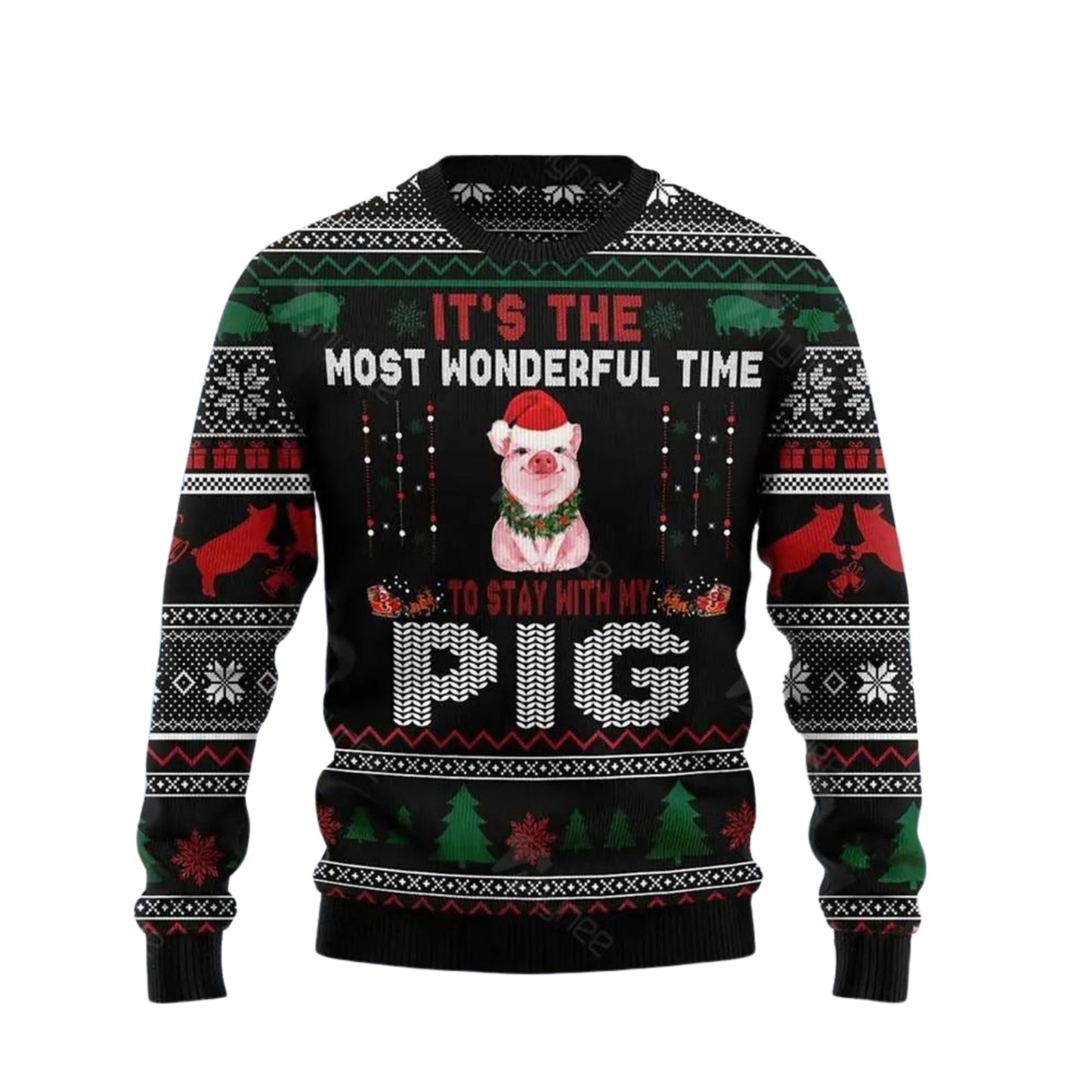 It Is The Most Wonderful Time To Stay With My Pig Ugly Christmas Sweater For Men & Women Christmas Gift Sweater US4103 - WeCustomit