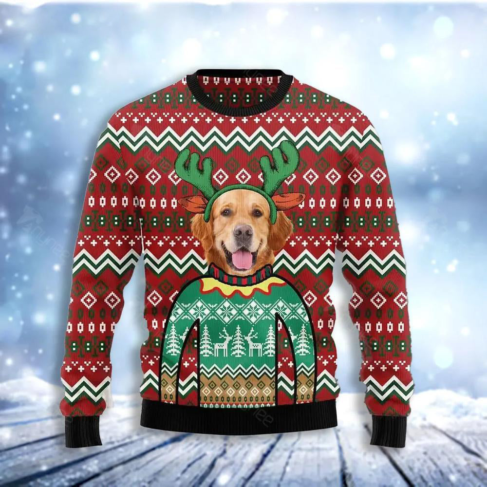 Golden Retriever Christmas Awesome Ugly Christmas Sweater For Men & Women Christmas Gift Sweater US4106 - WeCustomit