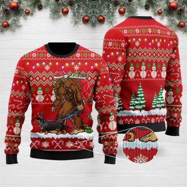 Christmas BigFoot Sasquatch Ugly Christmas Sweater For Me & Women Christmas Gift Thanksgiving Sweater US4264 - WeCustomit