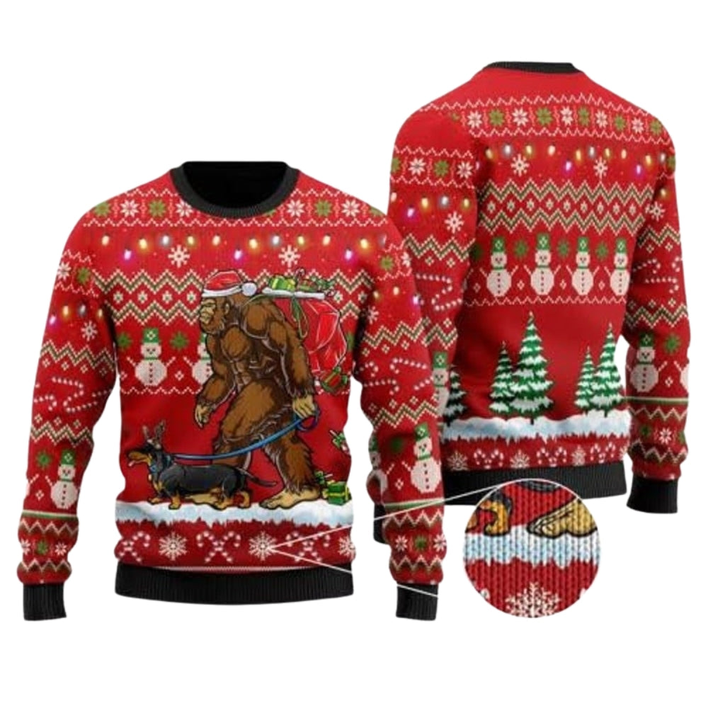 Christmas BigFoot Sasquatch Ugly Christmas Sweater For Me & Women Christmas Gift Thanksgiving Sweater US4264 - WeCustomit