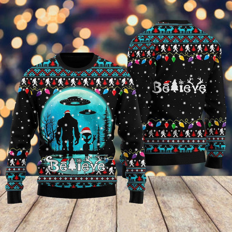Bigfoot Sasquatch Ugly Christmas Sweater For Men & Women Christmas Gift Thanksgiving Sweater US4296 - WeCustomit