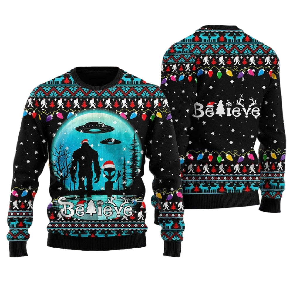 Bigfoot Sasquatch Ugly Christmas Sweater For Men & Women Christmas Gift Thanksgiving Sweater US4296 - WeCustomit
