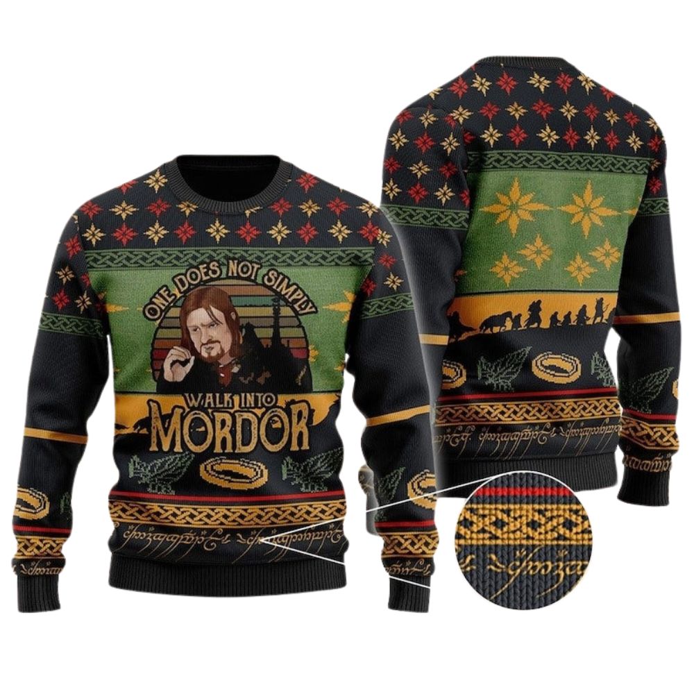 One Does Not Simply Walk Into Mordor Ugly Christmas Sweater For Men & Women Christmas Gift Sweater US4402 - WeCustomit