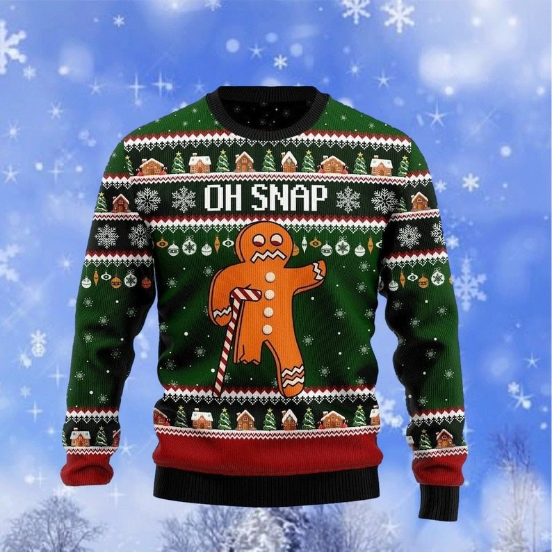 Oh Snap Gingerbread Ugly Christmas Sweater For Men & Women Christmas Gift Sweater US4434 - WeCustomit