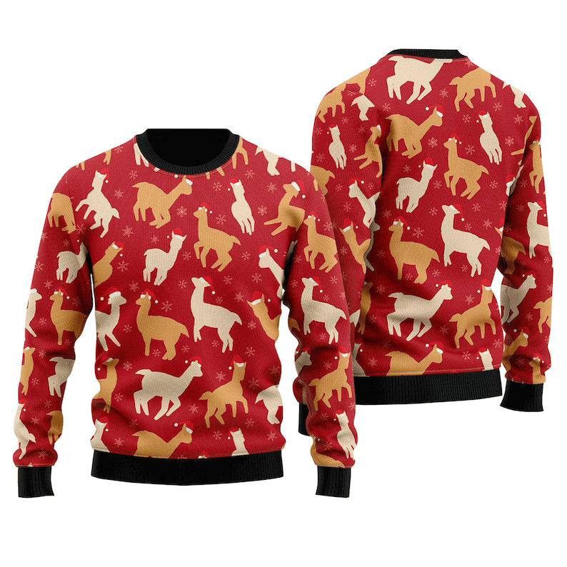Awesome Llamas Red Ugly Christmas Sweater For Men & Women Christmas Gift Sweater US4441 - WeCustomit