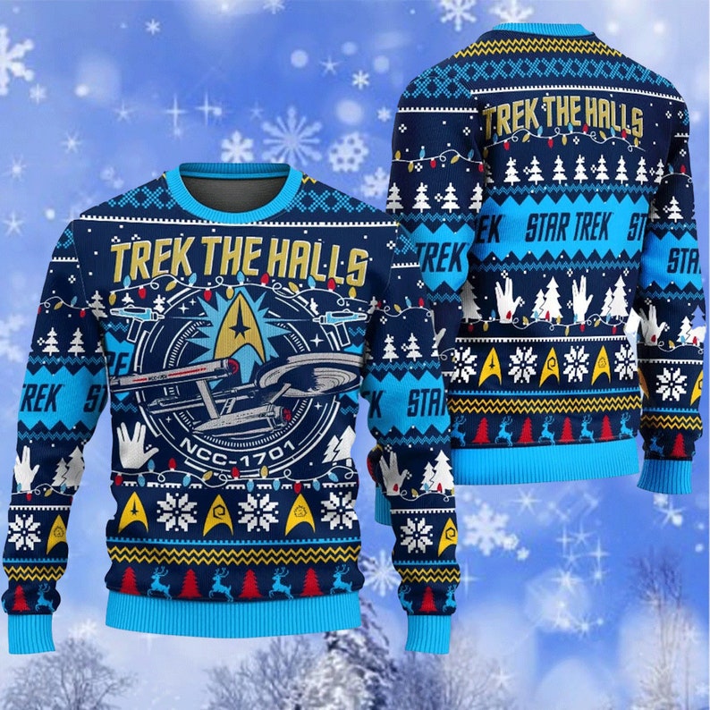 Trek The Halls Ugly Christmas Sweater For Men & Women Christmas Gift Sweater US4463 - WeCustomit