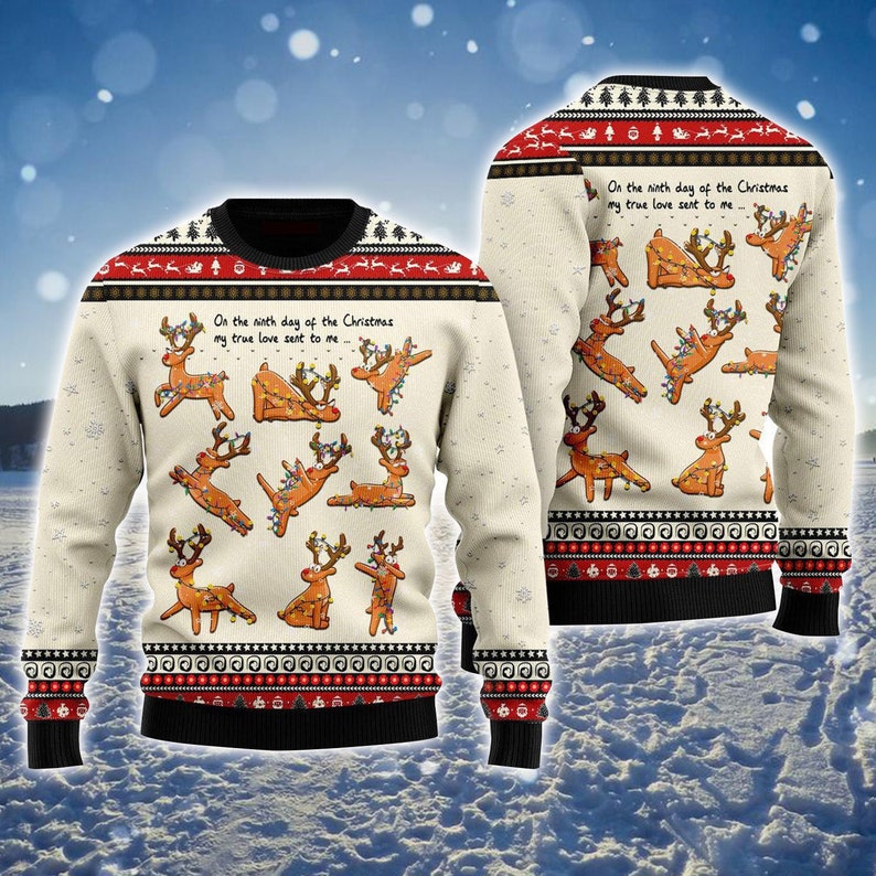 Nine Lazzies Sexy Reindeer Dancing Ugly Christmas Sweater For Men & Women Christmas Gift Sweater US4572 - WeCustomit