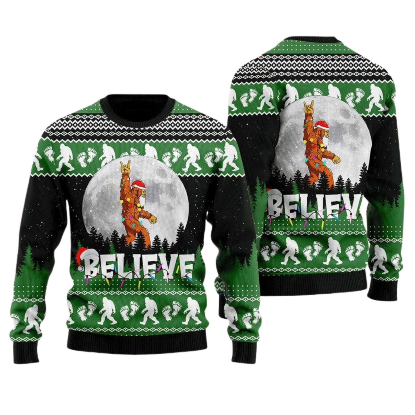 Bigfoot Believe Ugly Christmas Sweater For Men & Women Christmas Gift Sweater US4581 - WeCustomit