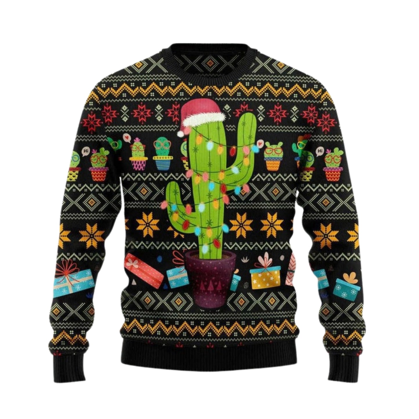 Cactus Wearing Santa Claus Hat Ugly Christmas Sweater For Men & Women Christmas Gift Sweater US4585 - WeCustomit