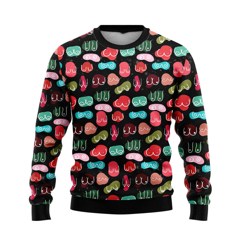 Funny Ladies Chest Ugly Christmas Sweater For Men & Women Christmas Gift Sweater US4588 - WeCustomit