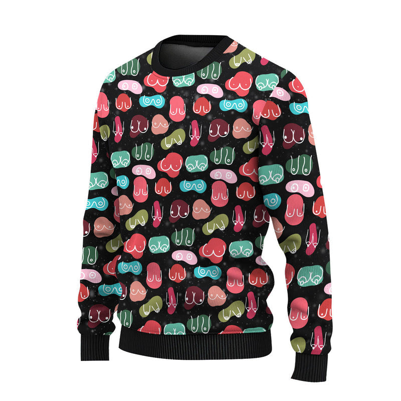 Funny Ladies Chest Ugly Christmas Sweater For Men & Women Christmas Gift Sweater US4588 - WeCustomit