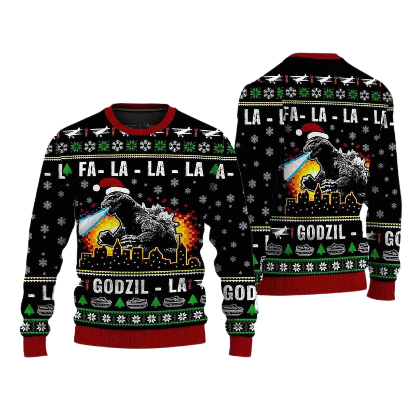 La La La Godzil-la Ugly Christmas Sweater For Men & Women Christmas Gift Sweater US4589 - WeCustomit