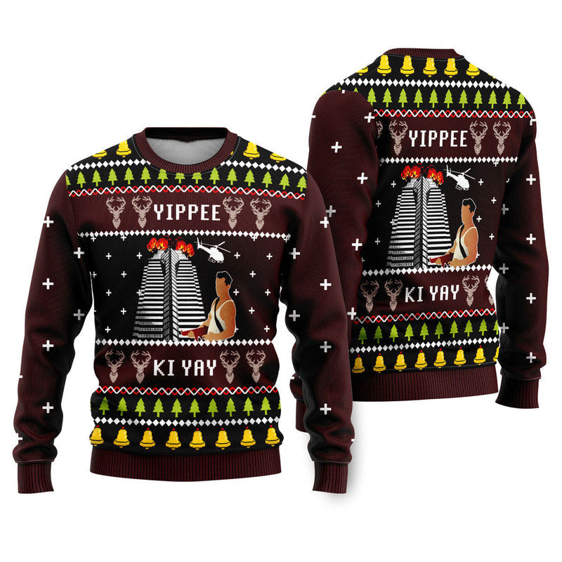 Nakatomi Plaza Brown Ugly Christmas Sweater For Men & Women Christmas Gift Sweater US4606 - WeCustomit