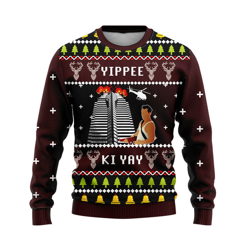 Nakatomi Plaza Brown Ugly Christmas Sweater For Men & Women Christmas Gift Sweater US4606 - WeCustomit