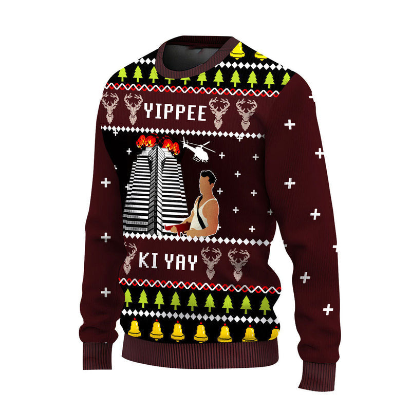 Nakatomi Plaza Brown Ugly Christmas Sweater For Men & Women Christmas Gift Sweater US4606 - WeCustomit