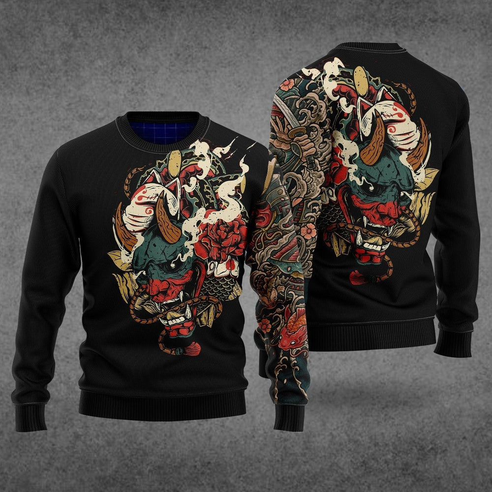 Samurai Tattoo Ugly Christmas Sweater For Men & Women Christmas Gift Sweater US4613 - WeCustomit