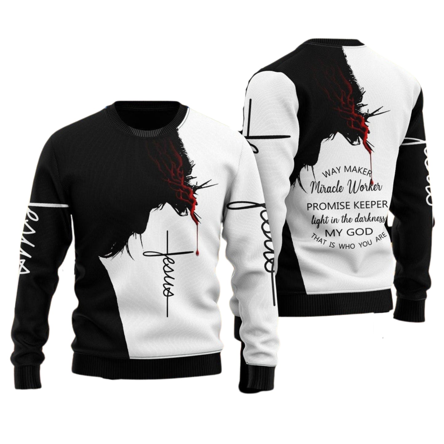 My God Jesus Ugly Christmas Sweater For Men & Women Christmas Gift Sweater US4614 - WeCustomit