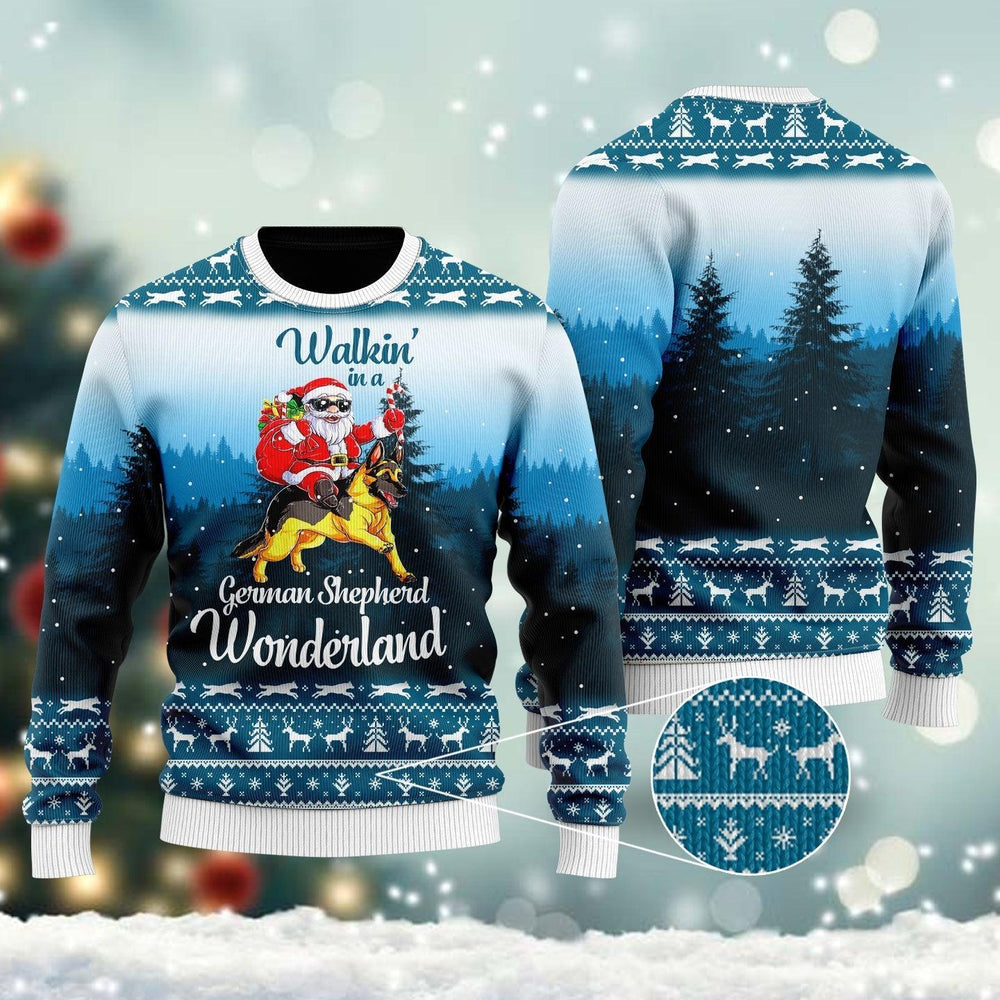 Walkin' In A German Shepherd Wonderland Ugly Christmas Sweater For Men & Women Christmas Gift Sweater US4616 - WeCustomit